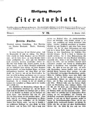 Literaturblatt (Morgenblatt für gebildete Stände) Mittwoch 2. Oktober 1867