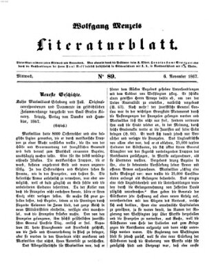 Literaturblatt (Morgenblatt für gebildete Stände) Mittwoch 6. November 1867