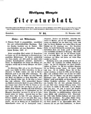 Literaturblatt (Morgenblatt für gebildete Stände) Samstag 23. November 1867