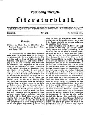 Literaturblatt (Morgenblatt für gebildete Stände) Samstag 30. November 1867