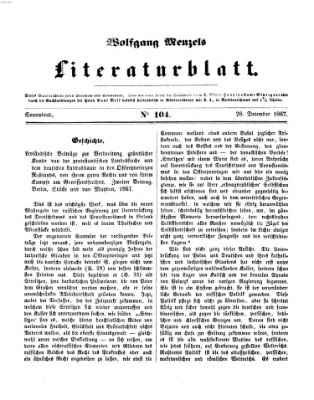 Literaturblatt (Morgenblatt für gebildete Stände) Samstag 28. Dezember 1867