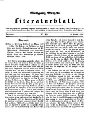 Literaturblatt (Morgenblatt für gebildete Stände) Samstag 8. Februar 1868