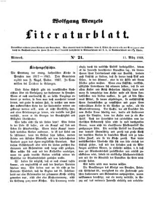 Literaturblatt (Morgenblatt für gebildete Stände) Mittwoch 11. März 1868