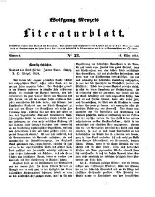 Literaturblatt (Morgenblatt für gebildete Stände) Mittwoch 18. März 1868