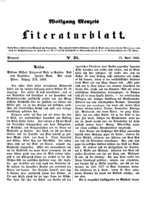 Literaturblatt (Morgenblatt für gebildete Stände) Mittwoch 15. April 1868