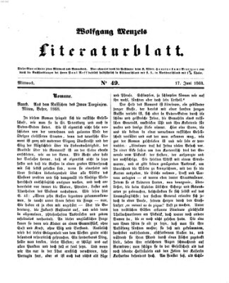 Literaturblatt (Morgenblatt für gebildete Stände) Mittwoch 17. Juni 1868