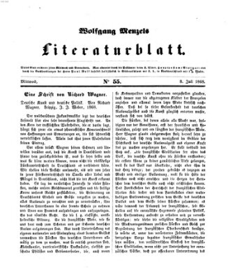 Literaturblatt (Morgenblatt für gebildete Stände) Mittwoch 8. Juli 1868