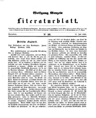 Literaturblatt (Morgenblatt für gebildete Stände) Samstag 11. Juli 1868