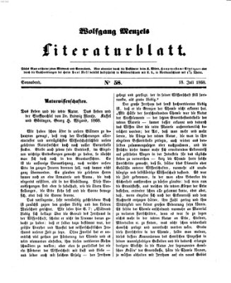 Literaturblatt (Morgenblatt für gebildete Stände) Samstag 18. Juli 1868