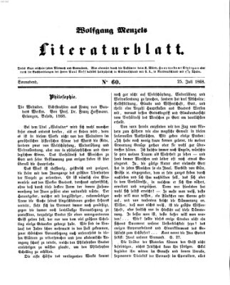 Literaturblatt (Morgenblatt für gebildete Stände) Samstag 25. Juli 1868