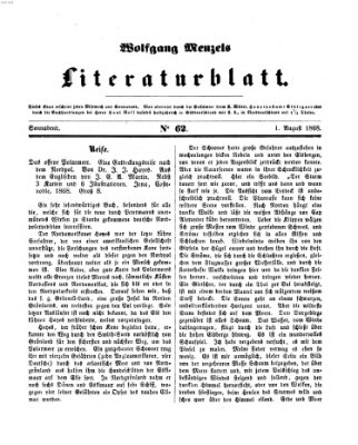 Literaturblatt (Morgenblatt für gebildete Stände) Samstag 1. August 1868