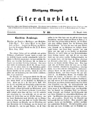 Literaturblatt (Morgenblatt für gebildete Stände) Samstag 15. August 1868