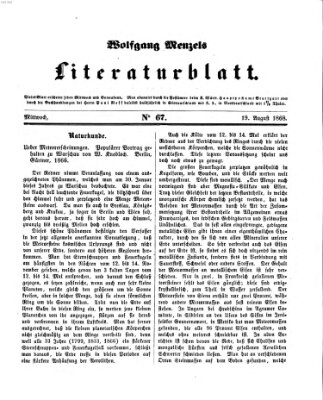 Literaturblatt (Morgenblatt für gebildete Stände) Mittwoch 19. August 1868