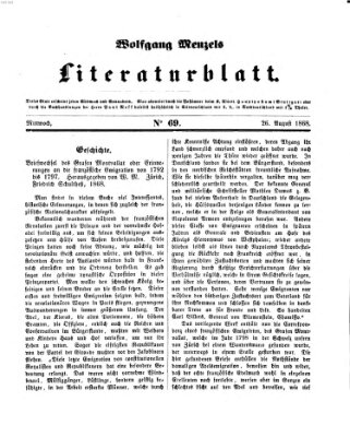 Literaturblatt (Morgenblatt für gebildete Stände) Mittwoch 26. August 1868