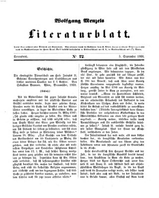 Literaturblatt (Morgenblatt für gebildete Stände) Samstag 5. September 1868