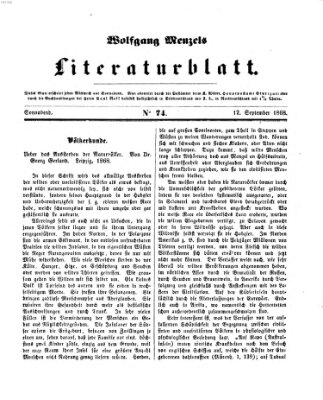 Literaturblatt (Morgenblatt für gebildete Stände) Samstag 12. September 1868