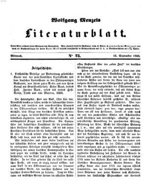 Literaturblatt (Morgenblatt für gebildete Stände) Mittwoch 16. September 1868