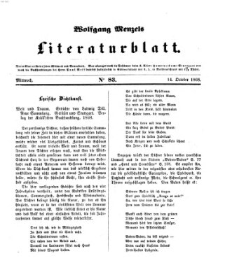 Literaturblatt (Morgenblatt für gebildete Stände) Mittwoch 14. Oktober 1868