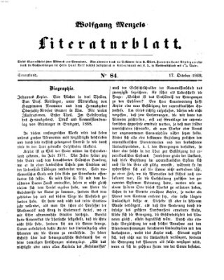 Literaturblatt (Morgenblatt für gebildete Stände) Samstag 17. Oktober 1868