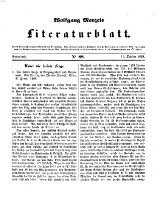 Literaturblatt (Morgenblatt für gebildete Stände) Samstag 31. Oktober 1868