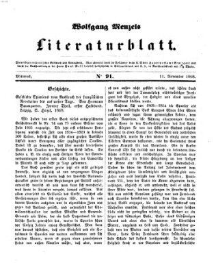 Literaturblatt (Morgenblatt für gebildete Stände) Mittwoch 11. November 1868