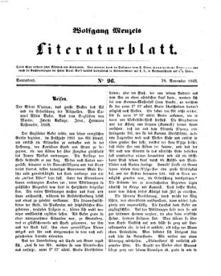 Literaturblatt (Morgenblatt für gebildete Stände) Samstag 28. November 1868