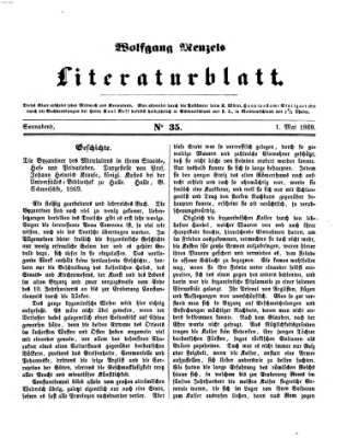 Literaturblatt (Morgenblatt für gebildete Stände) Samstag 1. Mai 1869