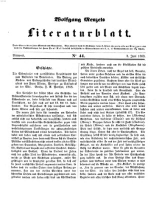 Literaturblatt (Morgenblatt für gebildete Stände) Mittwoch 2. Juni 1869