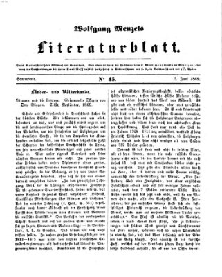 Literaturblatt (Morgenblatt für gebildete Stände) Samstag 5. Juni 1869