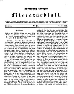 Literaturblatt (Morgenblatt für gebildete Stände) Samstag 26. Juni 1869