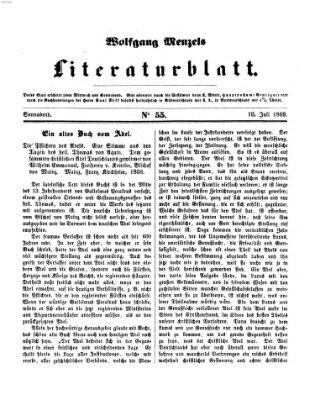 Literaturblatt (Morgenblatt für gebildete Stände) Samstag 10. Juli 1869