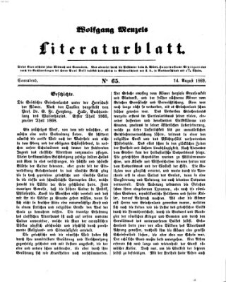 Literaturblatt (Morgenblatt für gebildete Stände) Samstag 14. August 1869