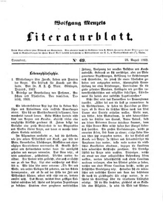 Literaturblatt (Morgenblatt für gebildete Stände) Samstag 28. August 1869