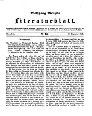 Literaturblatt (Morgenblatt für gebildete Stände) Samstag 11. September 1869