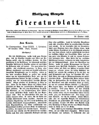 Literaturblatt (Morgenblatt für gebildete Stände) Samstag 30. Oktober 1869