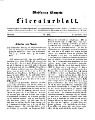 Literaturblatt (Morgenblatt für gebildete Stände) Mittwoch 1. Dezember 1869