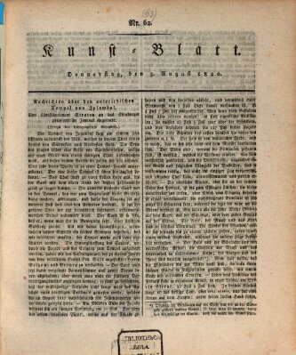 Morgenblatt für gebildete Stände. Kunst-Blatt (Morgenblatt für gebildete Stände) Donnerstag 3. August 1820