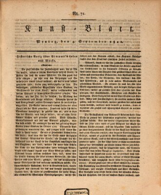 Morgenblatt für gebildete Stände. Kunst-Blatt (Morgenblatt für gebildete Stände) Montag 4. September 1820