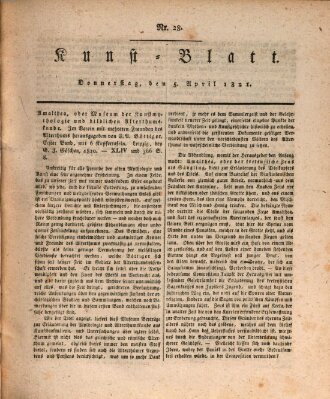 Morgenblatt für gebildete Stände. Kunst-Blatt (Morgenblatt für gebildete Stände) Donnerstag 5. April 1821