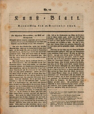 Morgenblatt für gebildete Stände. Kunst-Blatt (Morgenblatt für gebildete Stände) Donnerstag 27. September 1821