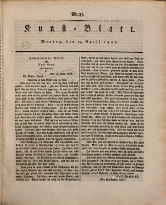 Morgenblatt für gebildete Stände. Kunst-Blatt (Morgenblatt für gebildete Stände) Montag 24. April 1826