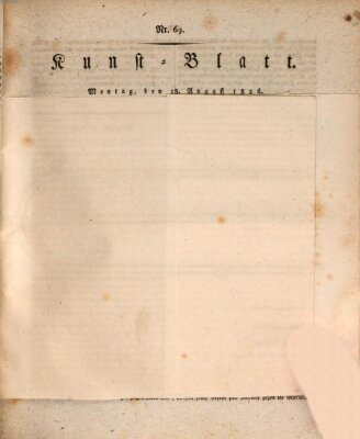 Morgenblatt für gebildete Stände. Kunst-Blatt (Morgenblatt für gebildete Stände) Montag 28. August 1826