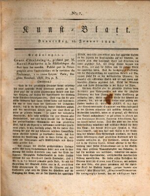 Morgenblatt für gebildete Stände. Kunst-Blatt (Morgenblatt für gebildete Stände) Donnerstag 22. Januar 1829