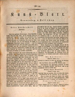 Morgenblatt für gebildete Stände. Kunst-Blatt (Morgenblatt für gebildete Stände) Donnerstag 2. Juli 1829