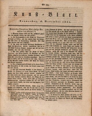 Morgenblatt für gebildete Stände. Kunst-Blatt (Morgenblatt für gebildete Stände) Donnerstag 18. November 1830