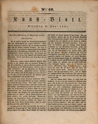 Morgenblatt für gebildete Stände. Kunst-Blatt (Morgenblatt für gebildete Stände) Dienstag 21. Juni 1831