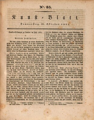 Morgenblatt für gebildete Stände. Kunst-Blatt (Morgenblatt für gebildete Stände) Donnerstag 27. Oktober 1831