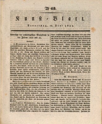 Morgenblatt für gebildete Stände. Kunst-Blatt (Morgenblatt für gebildete Stände) Donnerstag 14. Juni 1832