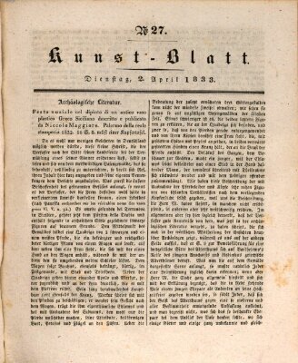 Morgenblatt für gebildete Stände. Kunst-Blatt (Morgenblatt für gebildete Stände) Dienstag 2. April 1833