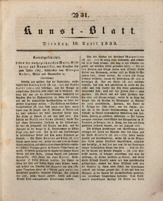 Morgenblatt für gebildete Stände. Kunst-Blatt (Morgenblatt für gebildete Stände) Dienstag 16. April 1833